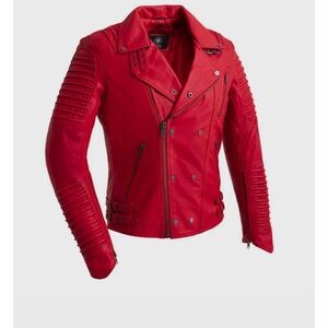 Red Leather Biker Jacket